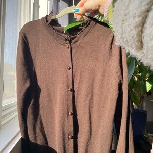 jcrew merino wool brown cardigan